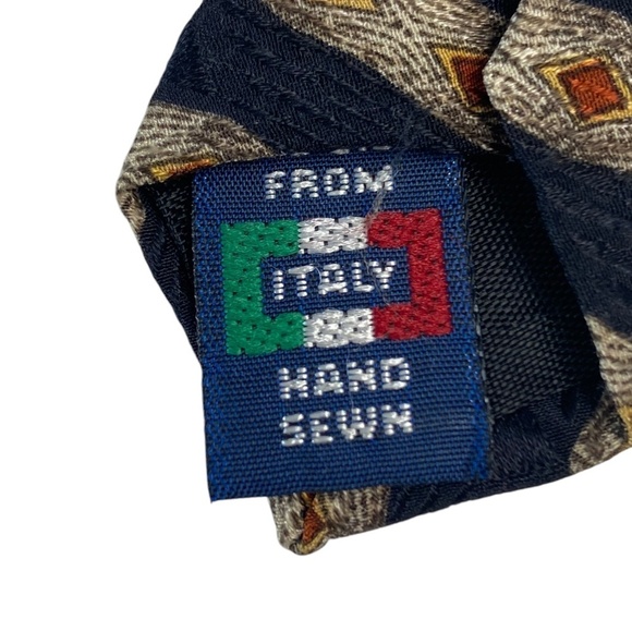 MULBERRY 100% Silk Tie Necktie Geometric Classic Stripe Pattern - Picture 4 of 4